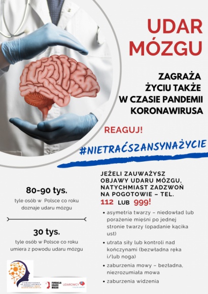 UDAR MÓZGU W CZASIE PANDEMII – REAGUJ! Zdrowie, LIFESTYLE - Podczas gdy cały świat z niepokojem śledzi rozwój pandemii COVID-19, każdego dnia miliony ludzi zapada na zagrażające życiu i wymagające natychmiastowej pomocy medycznej choroby, takie jak m.in. udar mózgu i zawał serca.